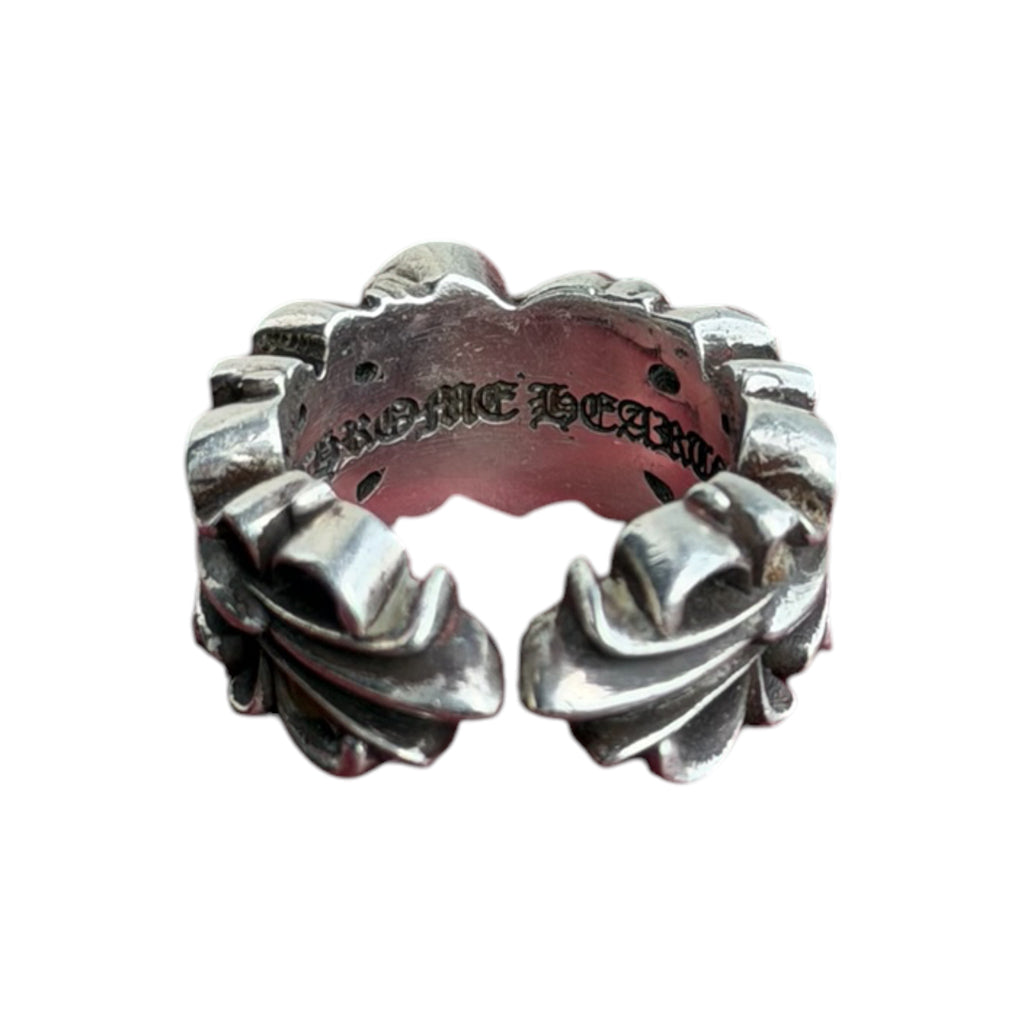 Chrome Hearts "Heart Double Floral Cross Ring" Size 5.5us