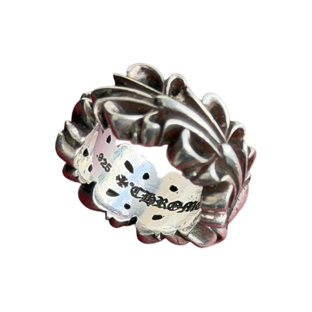 Chrome Hearts "Heart Double Floral Cross Ring" Size 5.5us