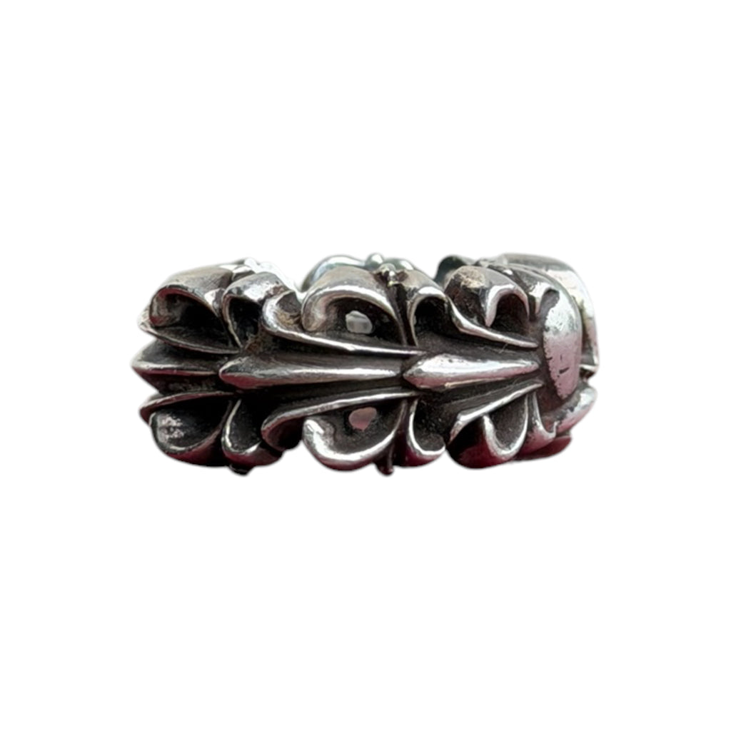 Chrome Hearts "Heart Double Floral Cross Ring" Size 5.5us