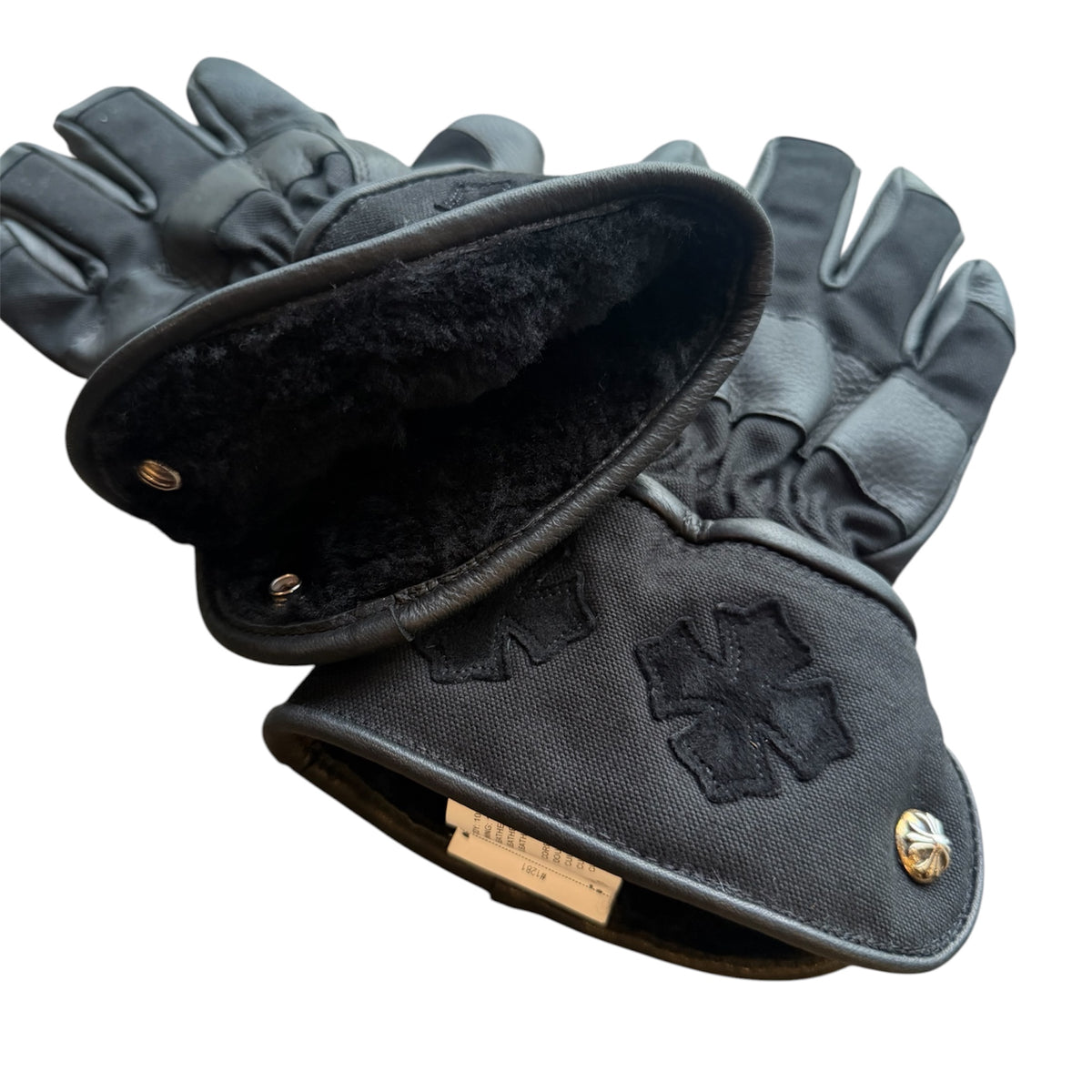 Chrome Hearts Cross Patch Leather Motorcycle Gloves