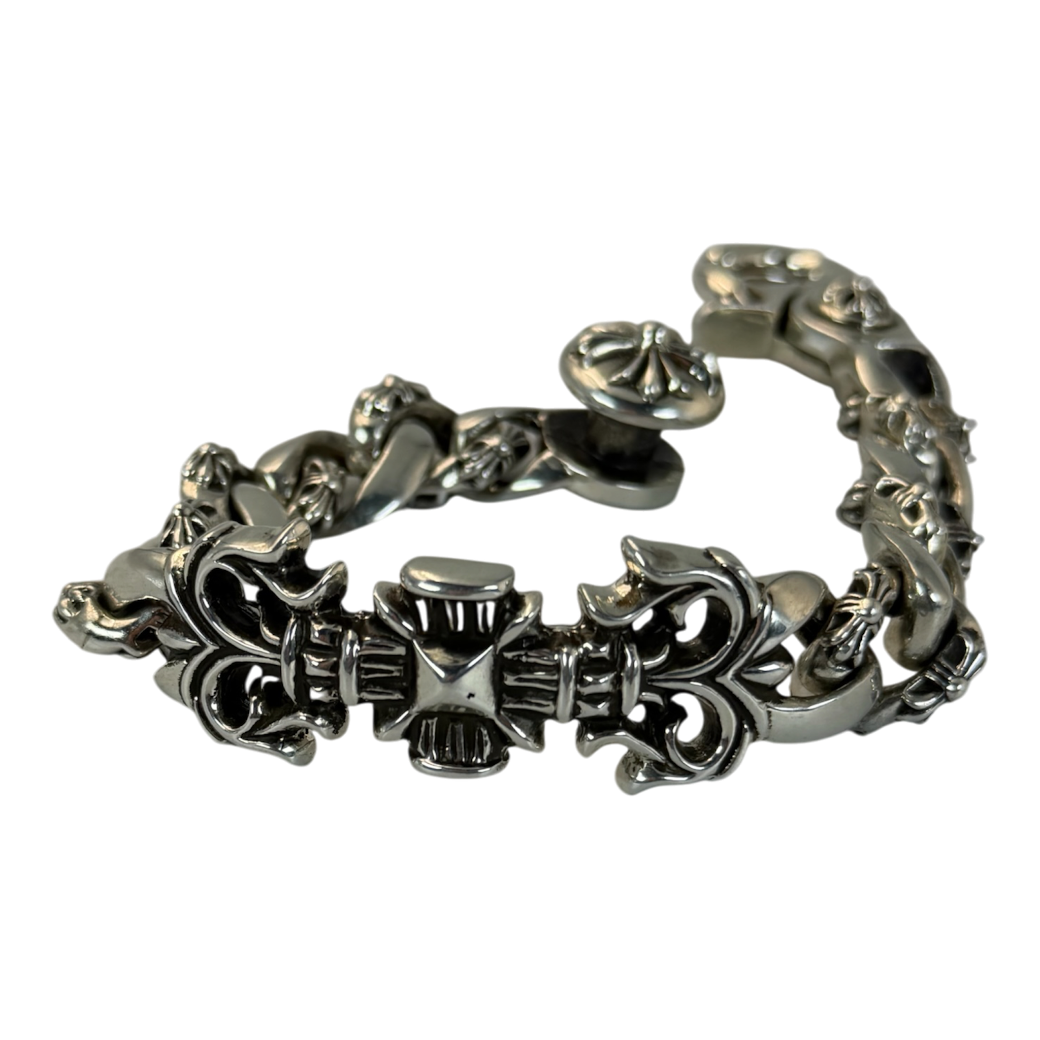 CHROME HEARTS Flame Lobster Clasp Cuban Bracelet