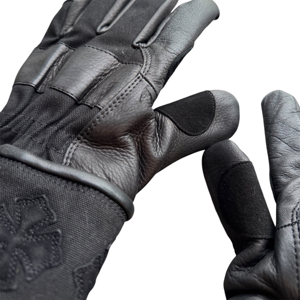 Chrome Hearts Cross Patch Leather Motorcycle Gloves