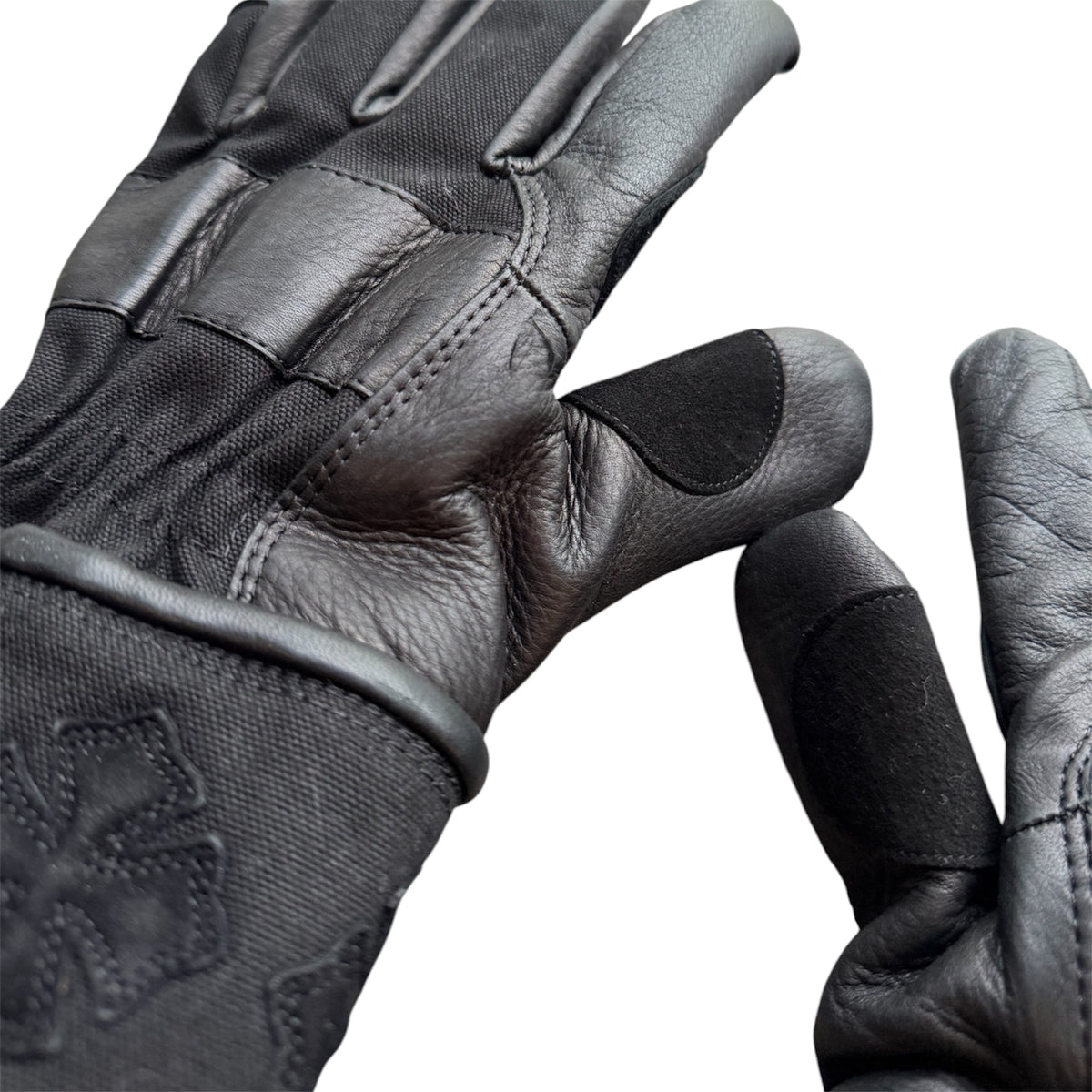 Chrome Hearts Cross Patch Leather Motorcycle Gloves