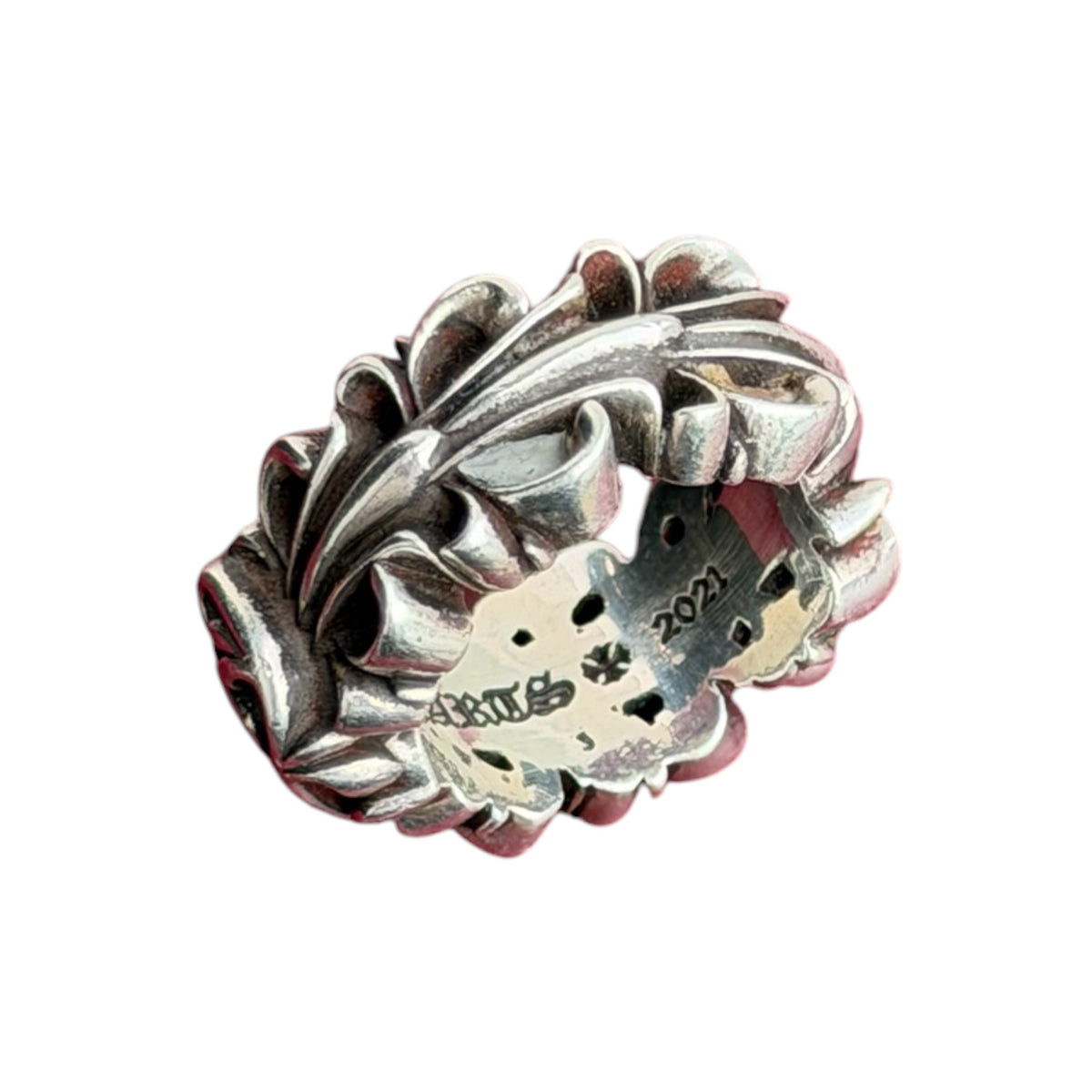 Chrome Hearts "Heart Double Floral Cross Ring" Size 5.5us