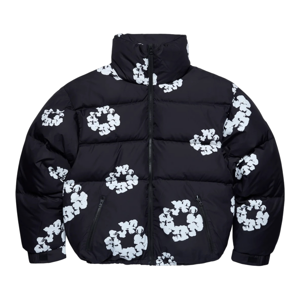 DENIM TEARS COTTON WREATH PUFFER JACKET BLACK