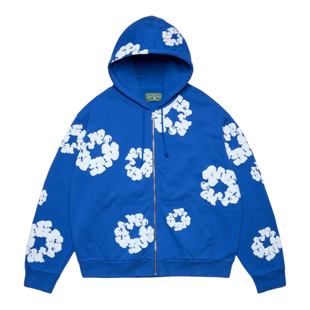 DENIM TEARS COTTON WREATH ZIP HOODIE BLUE