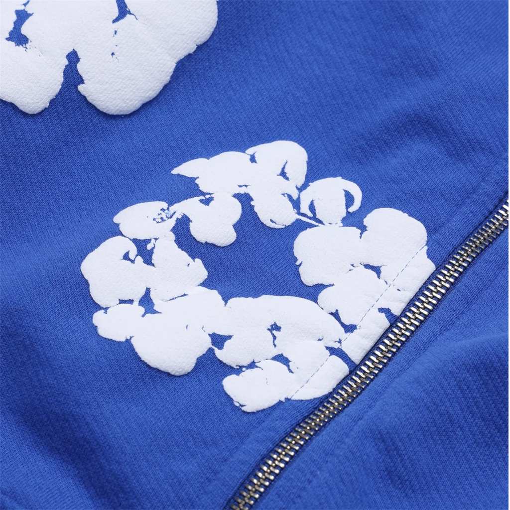 DENIM TEARS COTTON WREATH ZIP HOODIE BLUE