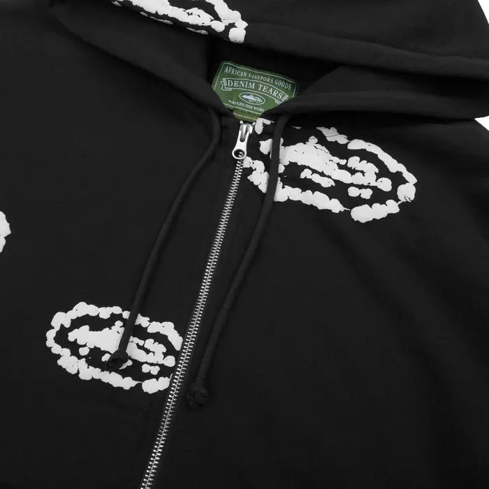 Denim Tears x Corteiz Cotton wreath Zip Hoodie Black