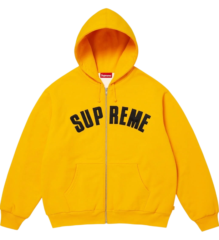 SUPREME ARC THERMAL LINED ZIP UP HOODED SWEATSHIRT YELLOW