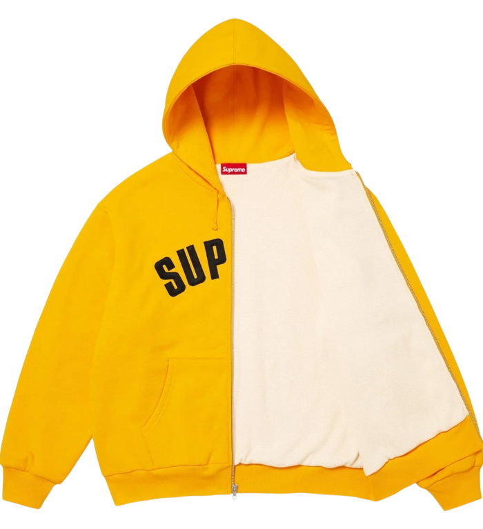 SUPREME ARC THERMAL LINED ZIP UP HOODED SWEATSHIRT YELLOW