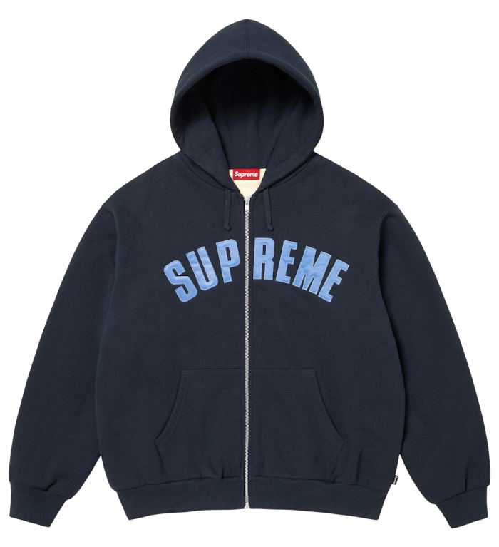 Supreme Arc Thermal Lined Zip Up Hooded Sweatshirt Navy