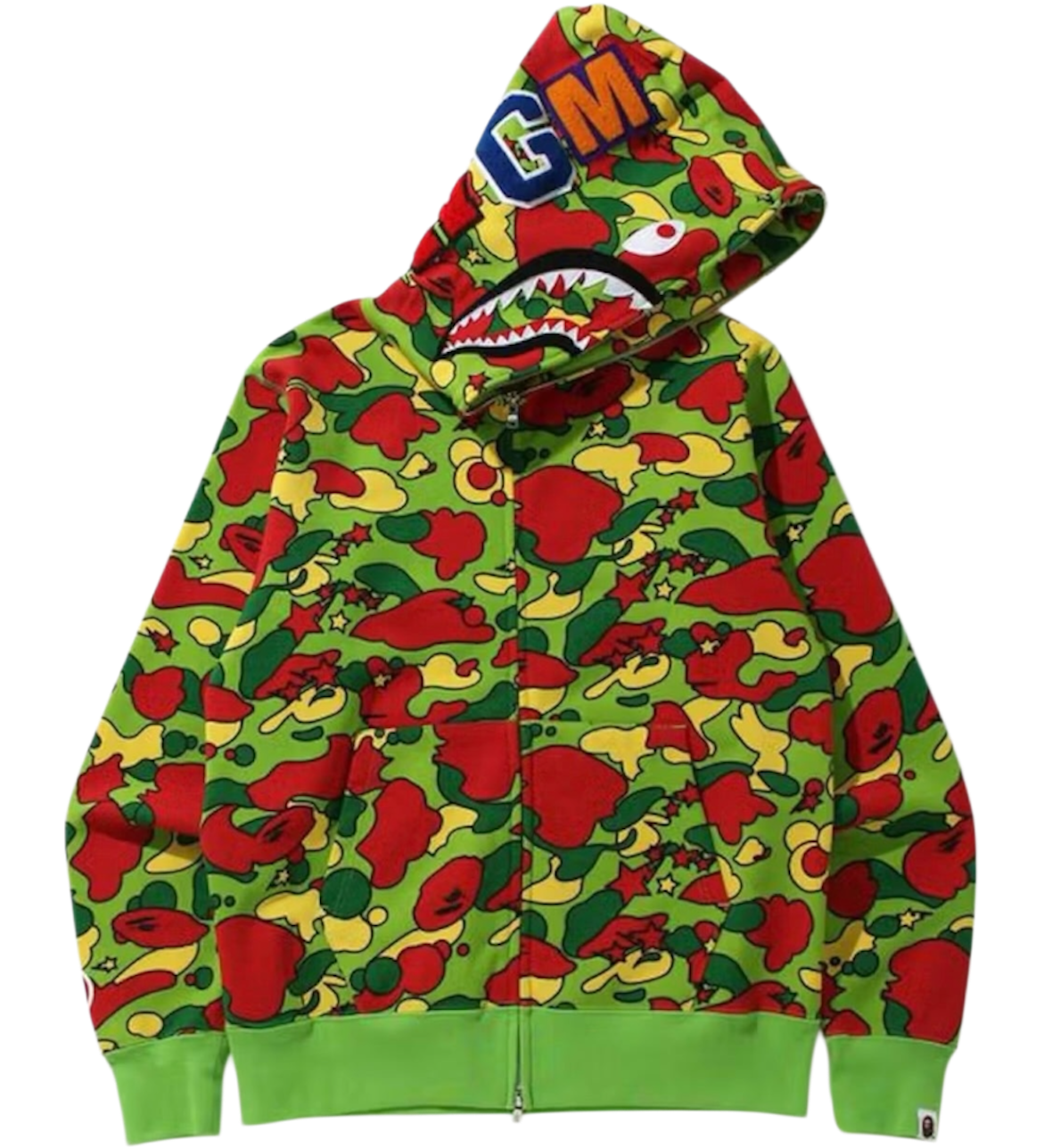 A BATHING APE BAPE STA Camo Green Shark Full Zip Hoodie SS21