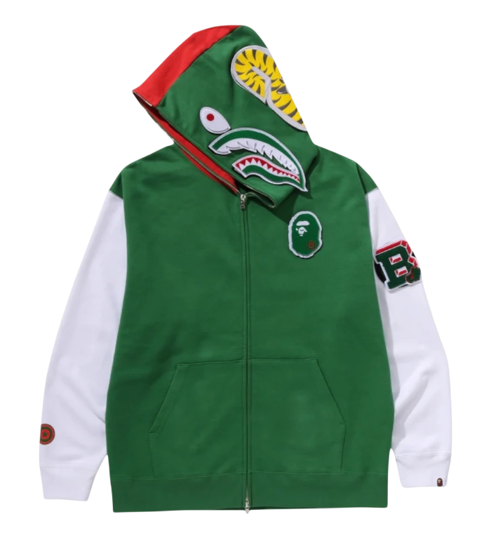A BATHING APE BAPE STA Camo Green Shark Full Zip Hoodie SS21
