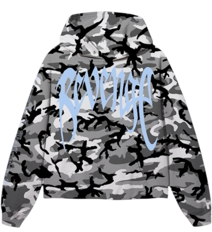 X KILL CROPPED HOODIE SNOW CAMO BABY BLUE