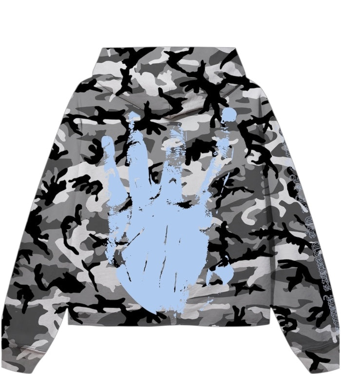 X KILL CROPPED HOODIE SNOW CAMO BABY BLUE