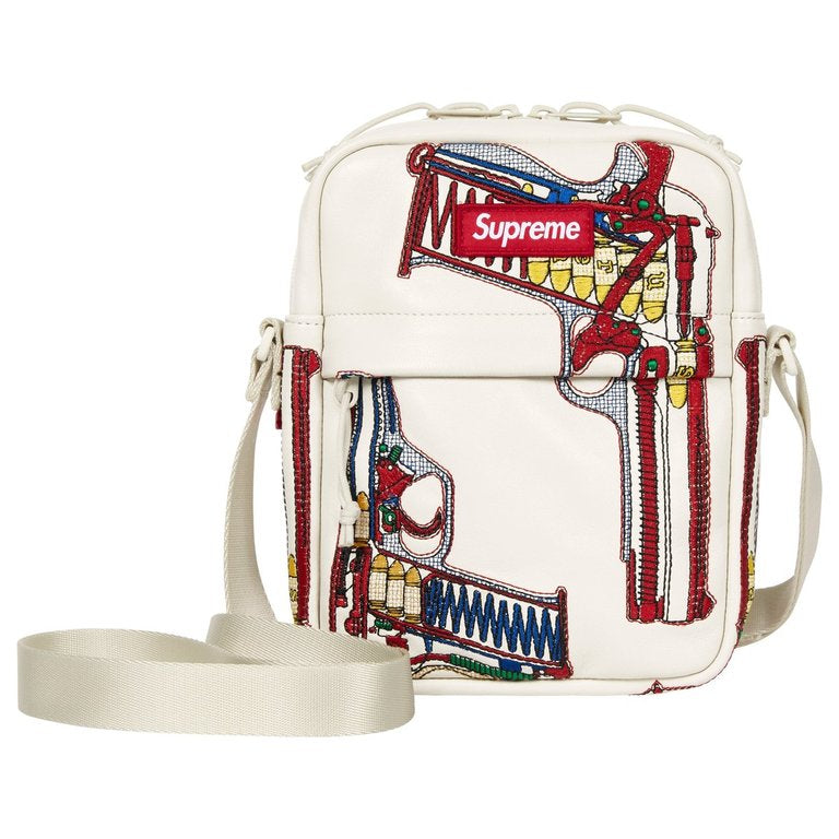 Alfredo Martinez Guns Embroidered Leather Shoulder Bag