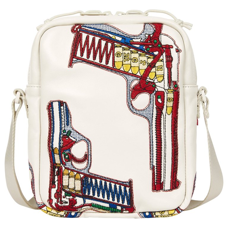 Alfredo Martinez Guns Embroidered Leather Shoulder Bag