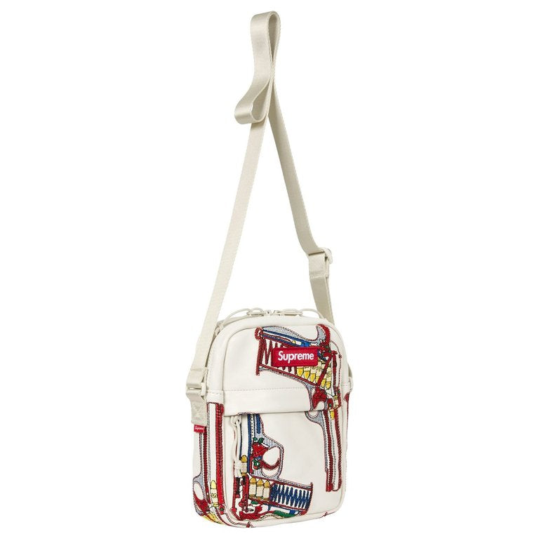 Alfredo Martinez Guns Embroidered Leather Shoulder Bag