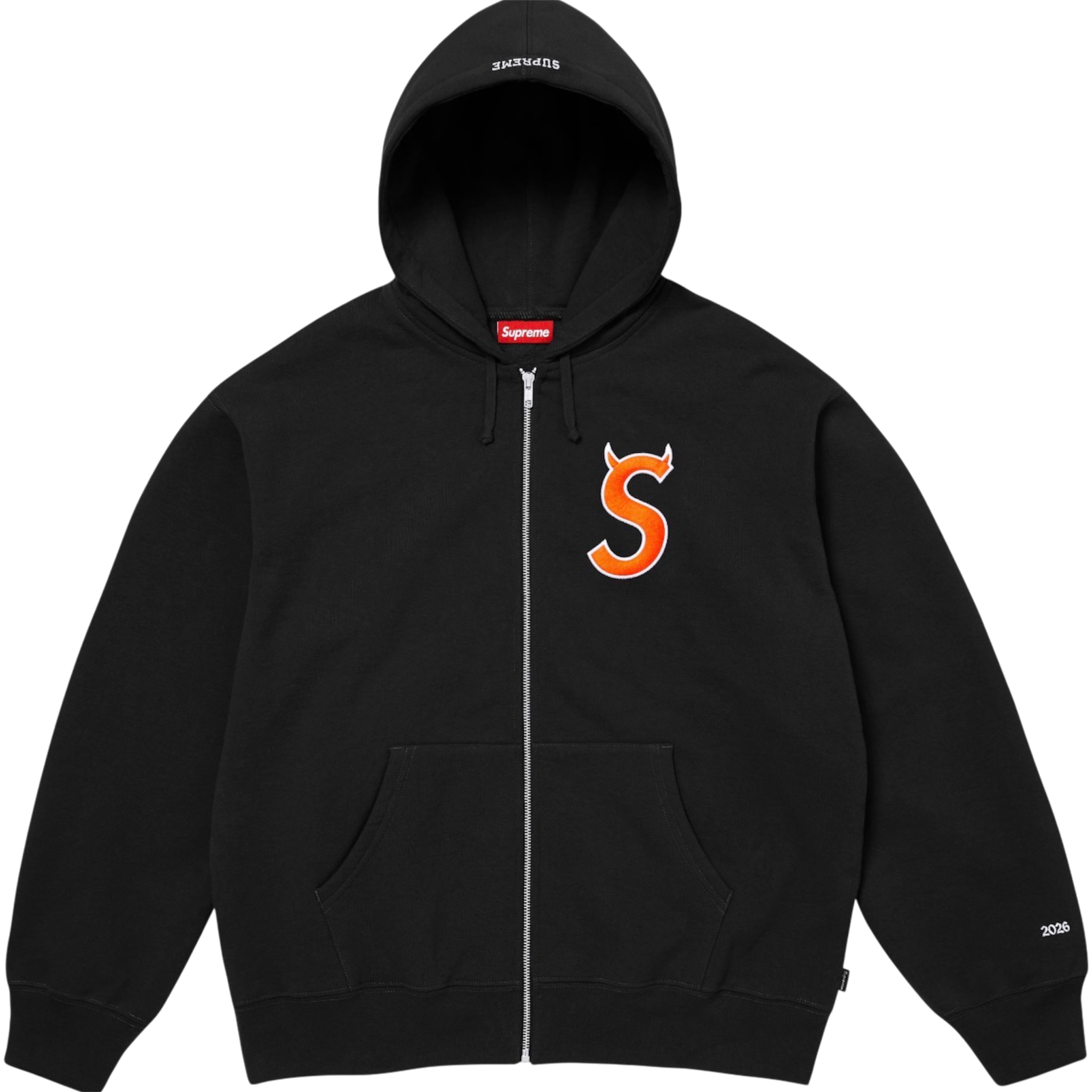 Devil S Logo Zip Up Hooded Sweatshirt (Black)