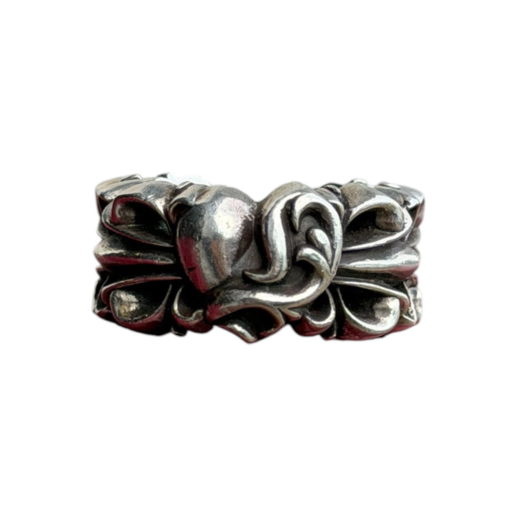 Chrome Hearts "Heart Double Floral Cross Ring" Size 5.5us