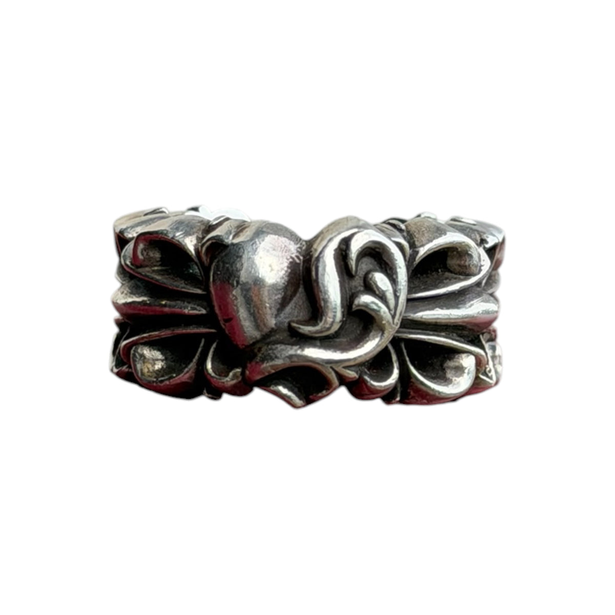 Chrome Hearts "Heart Double Floral Cross Ring" Size 5.5us