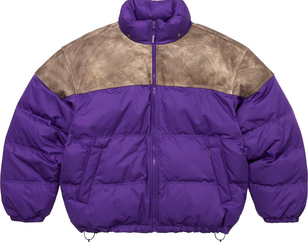 Supreme Leather Yoke Puffer Jacket