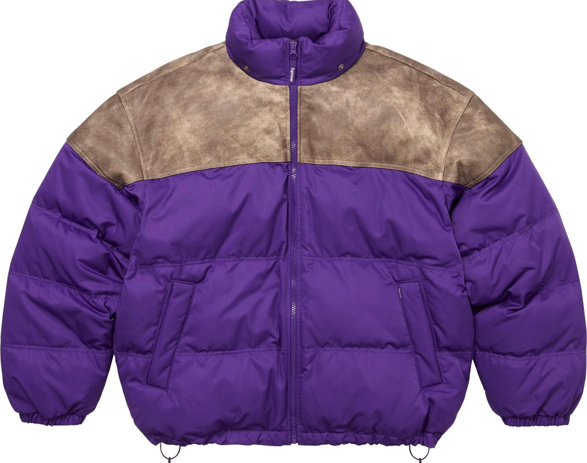 Supreme Leather Yoke Puffer Jacket