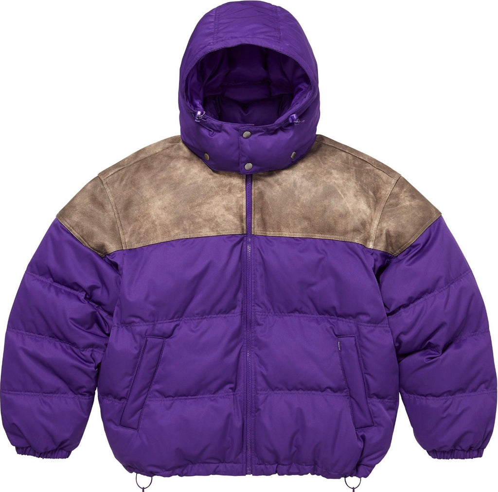 Supreme Leather Yoke Puffer Jacket