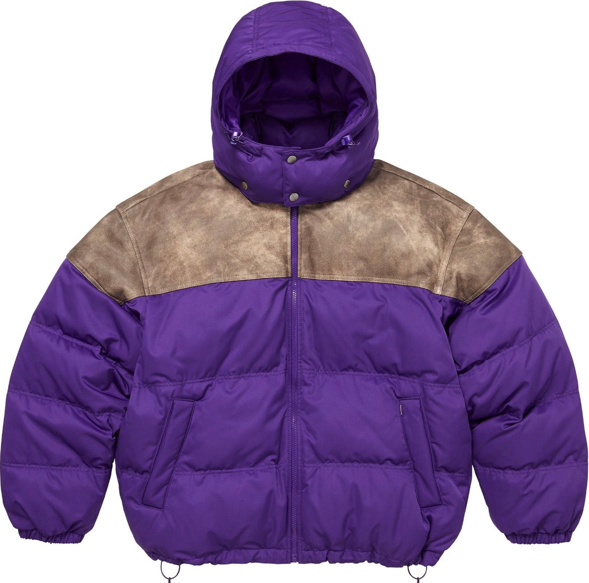 Supreme Leather Yoke Puffer Jacket