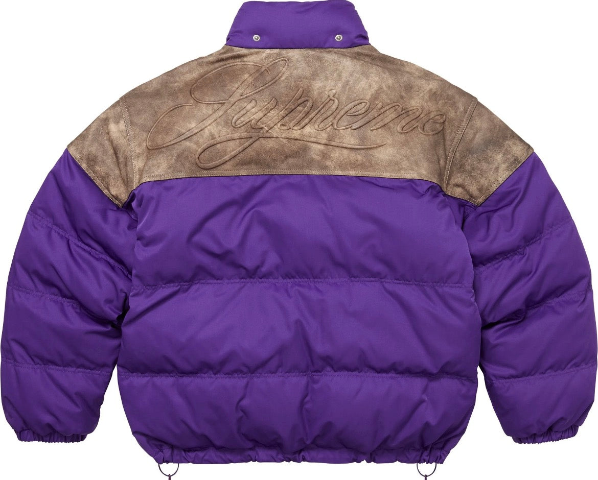 Supreme Leather Yoke Puffer Jacket