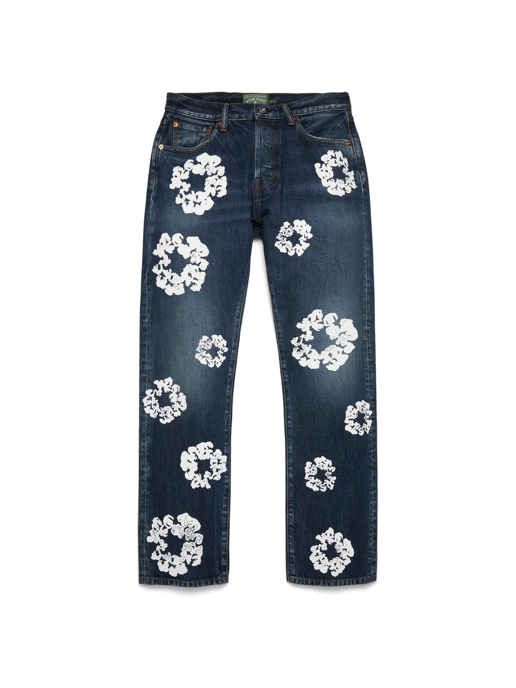 STRAIGHT COTTON WREATH DENIM PANT DARK WASH