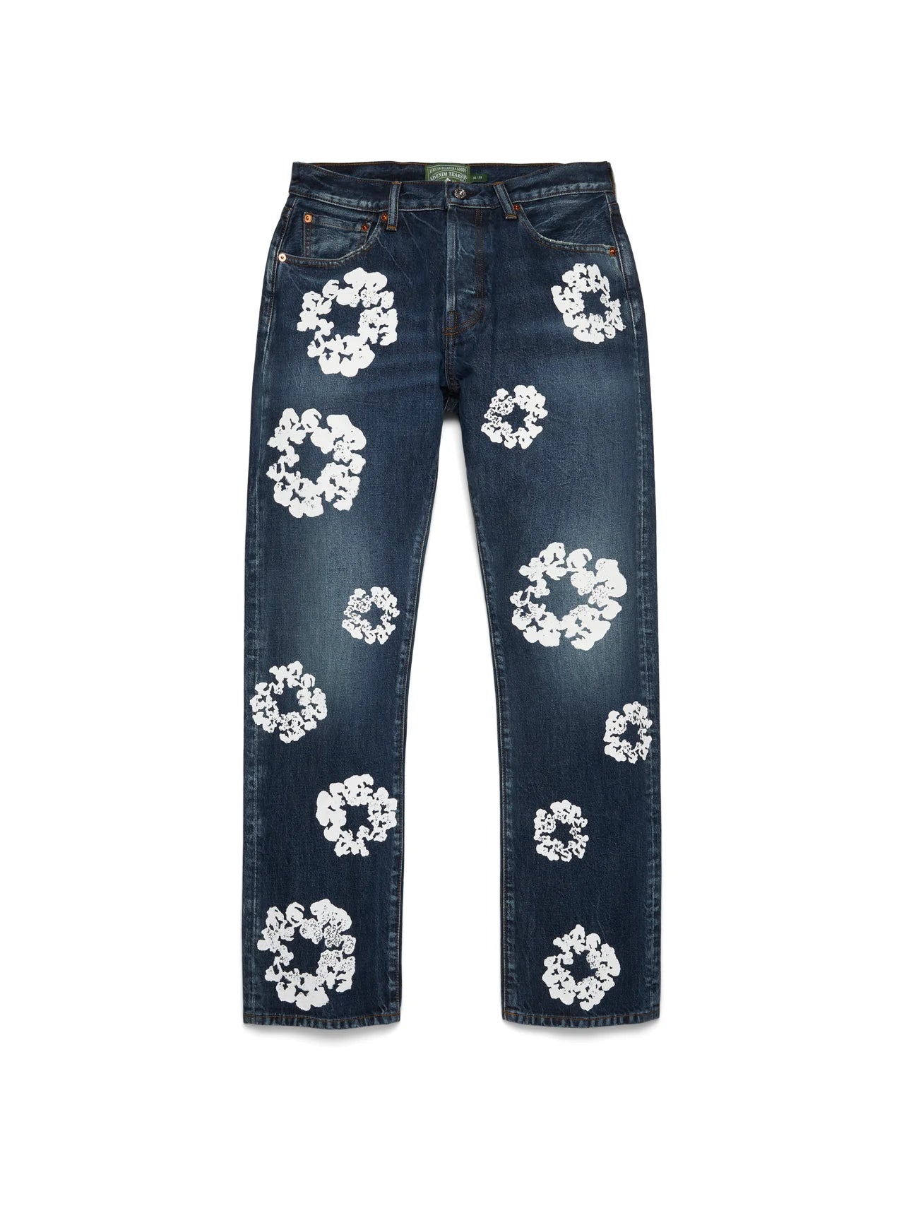 STRAIGHT COTTON WREATH DENIM PANT DARK WASH