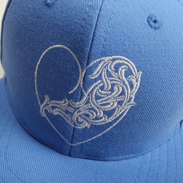 Chrome Hearts Vinny Heart Embroidered Light Blue Baseball Cap (7 5/8)