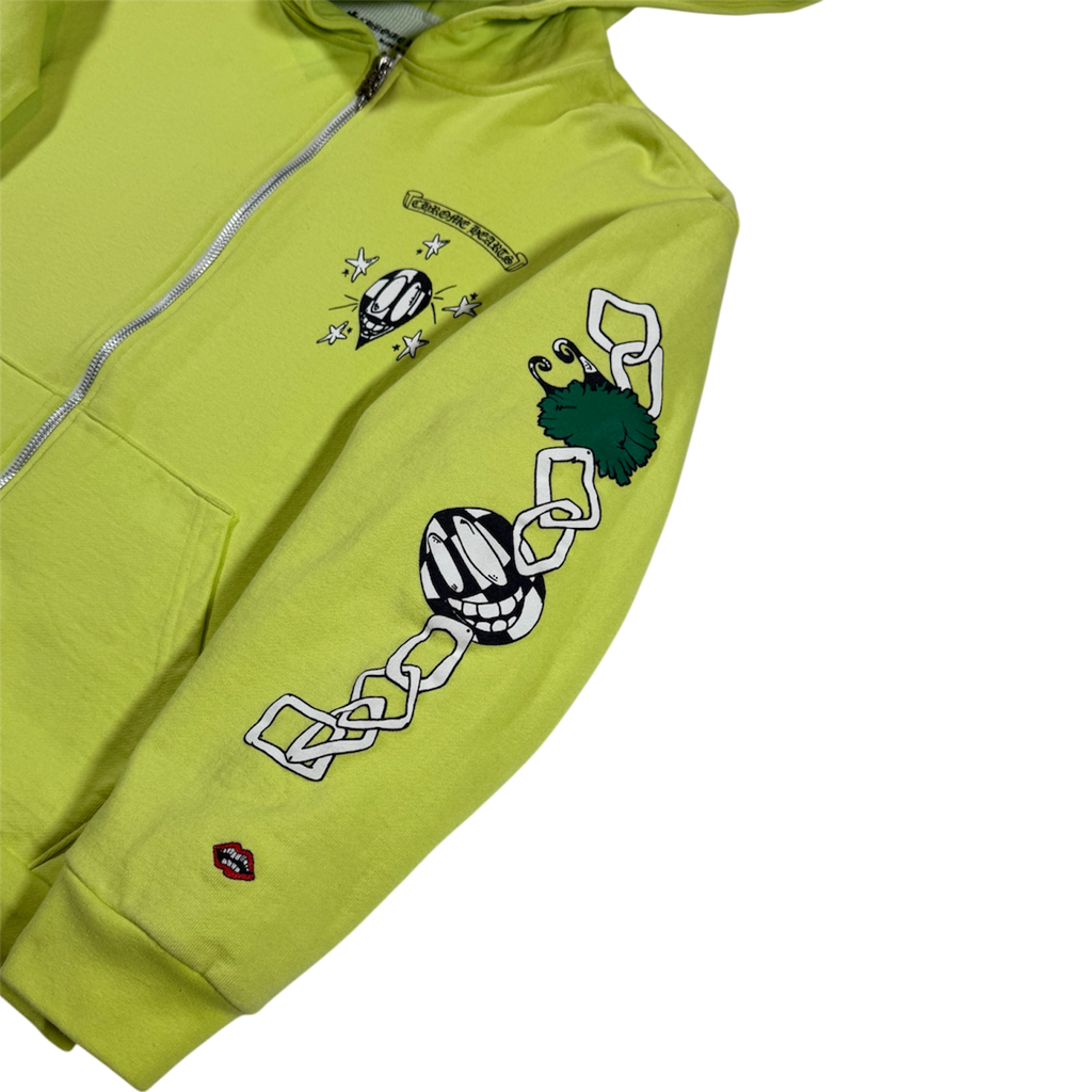 CHROME HEARTS MATTY BOY THERMAL LINED LIME GREE ZIP HOODIE