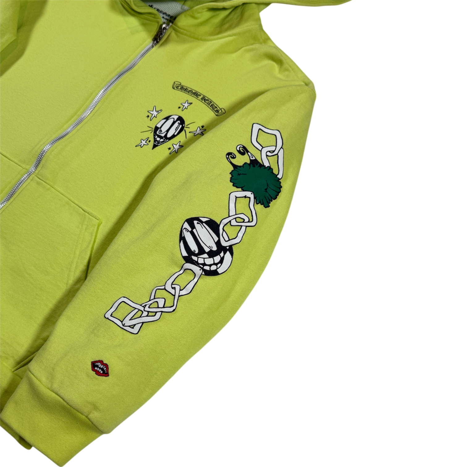 CHROME HEARTS MATTY BOY THERMAL LINED LIME GREE ZIP HOODIE
