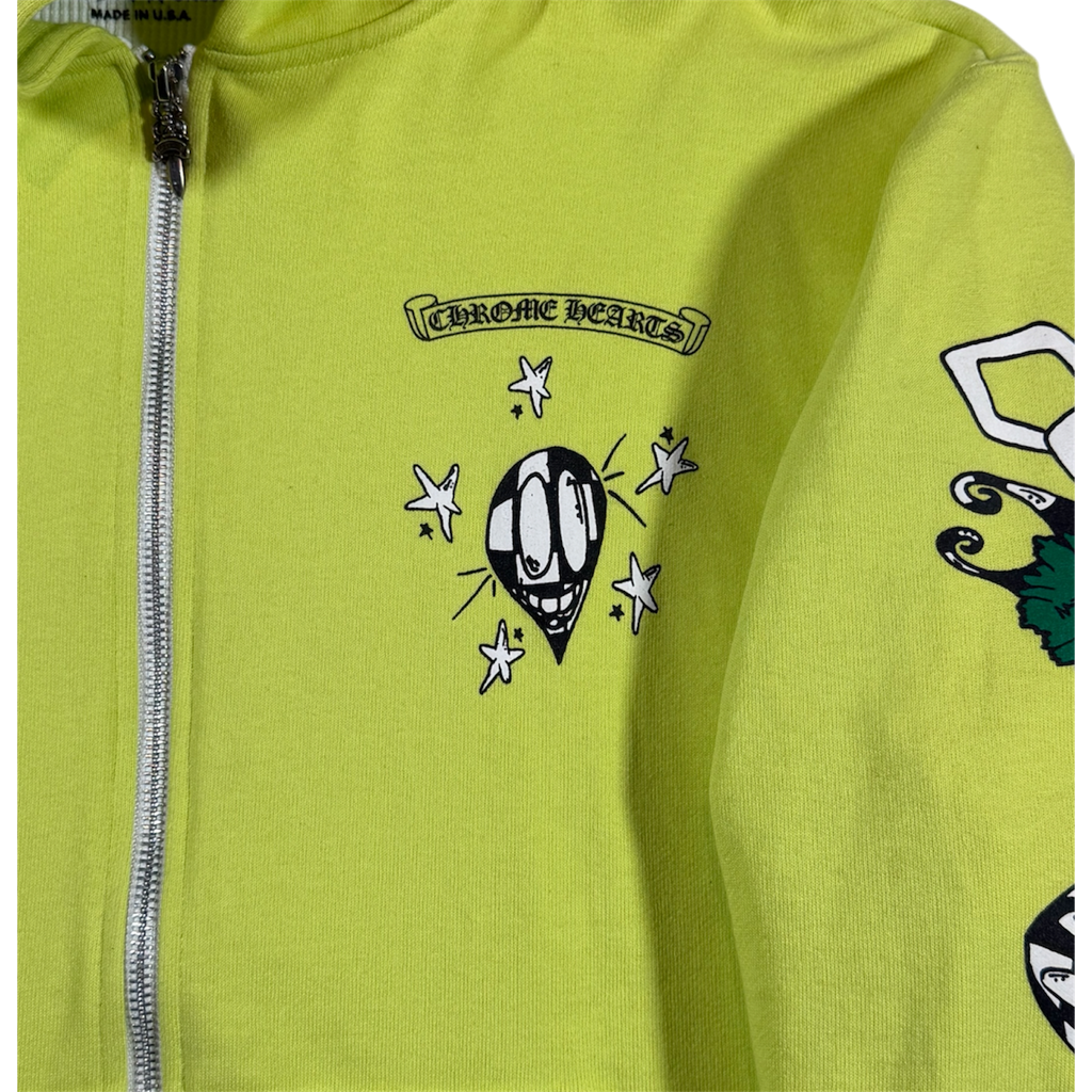 CHROME HEARTS MATTY BOY THERMAL LINED LIME GREE ZIP HOODIE