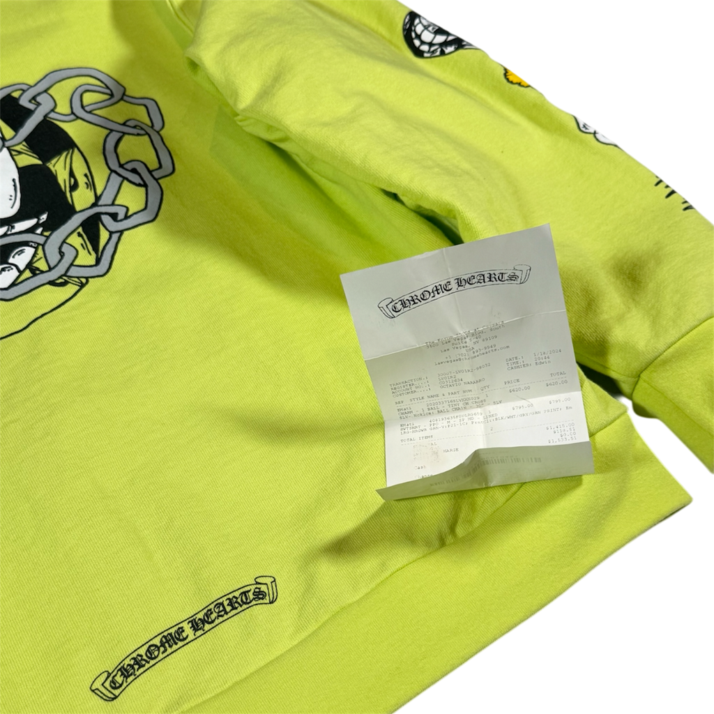 CHROME HEARTS MATTY BOY THERMAL LINED LIME GREE ZIP HOODIE