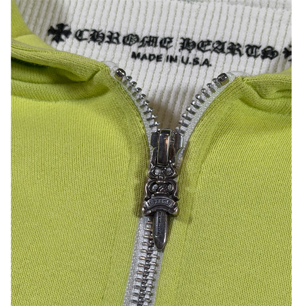 CHROME HEARTS MATTY BOY THERMAL LINED LIME GREE ZIP HOODIE