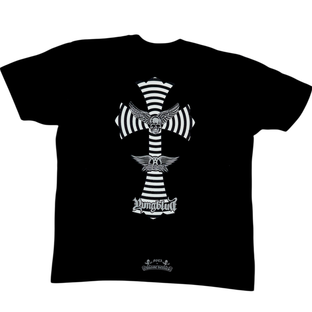 Chrome Hearts yungblud Black & White Foti Cross Logo T-Shirt